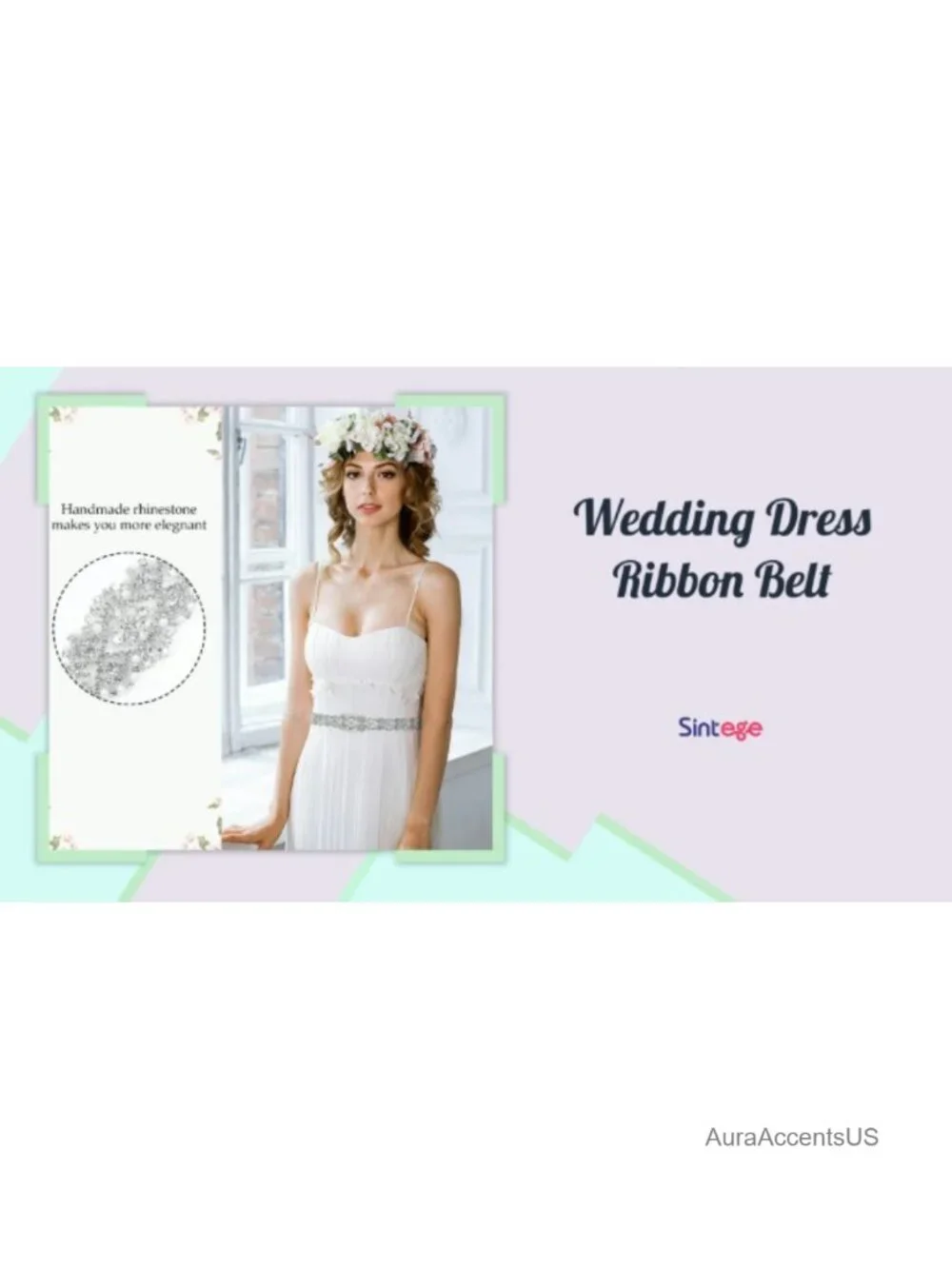 3 Pcs Rhinestone Bridal Belts Organza Ribbon Wedding Sash Crystal Belts